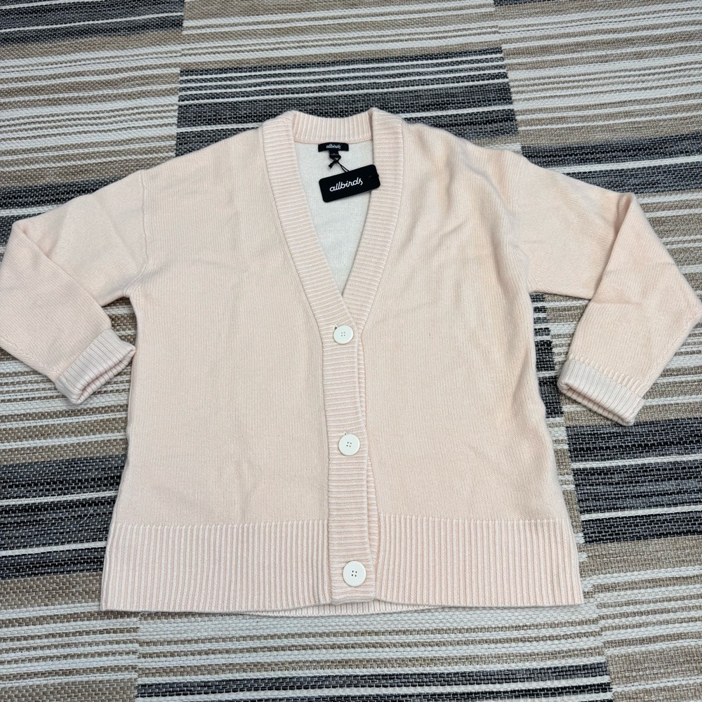 Allbirds Womens The Cardi Aspen 100% Merino Wool V-Neck Sweater Peach Size‎ XL